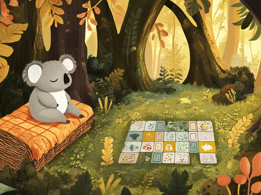 illustration of a koala and memory cards game